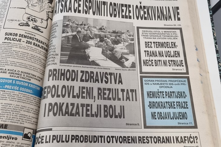 Naslovnica Glasa Istre iz 1996. godine